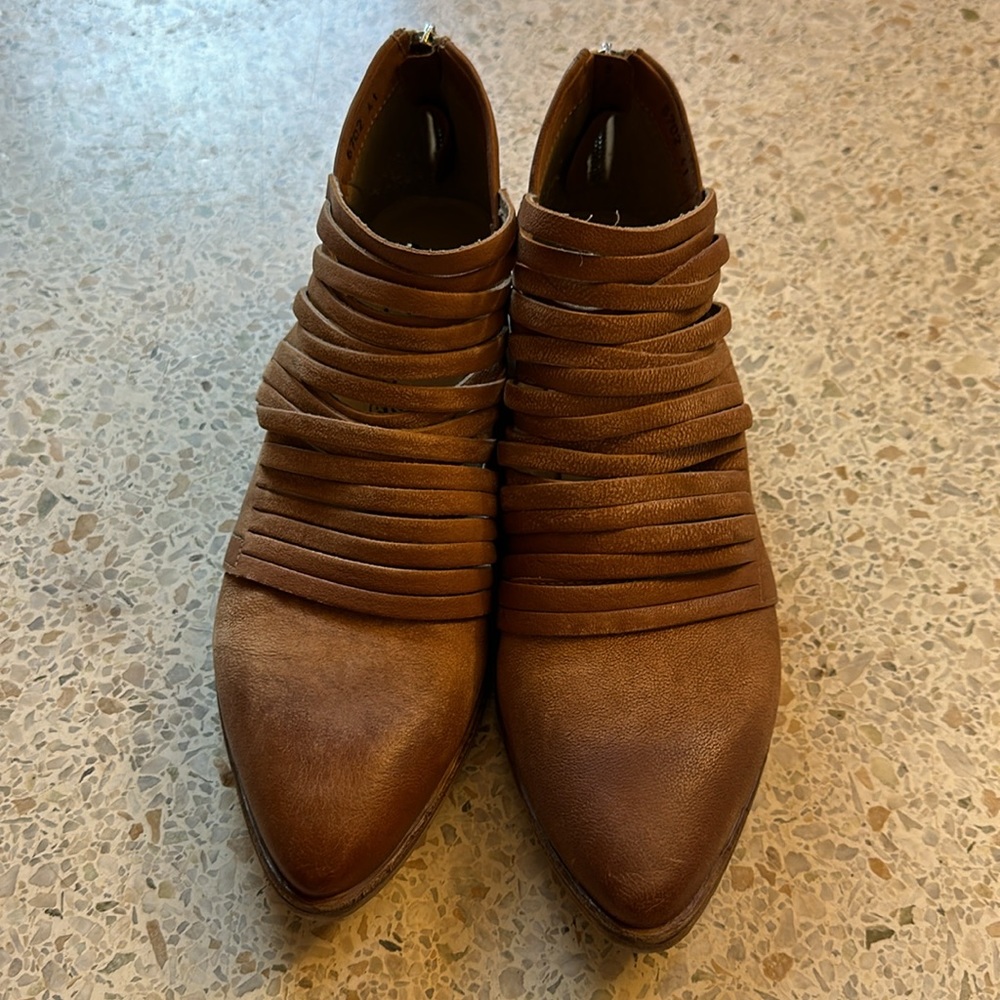 Free People Brown Ankle Booties with Straps